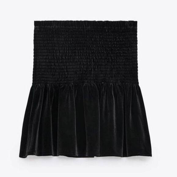 ZARA Crushed Velvet Smocked Skirt - Picture 1 of 6